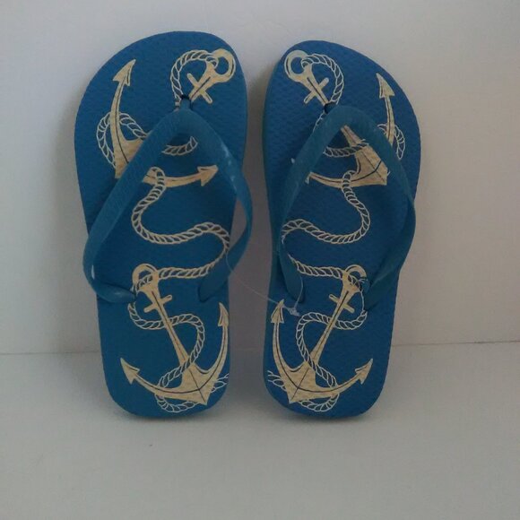 Juncture Kids/Boys Flip Flop Sandals Color Blue/Anchors Size Medium 13/1 NWOT - Picture 6 of 7